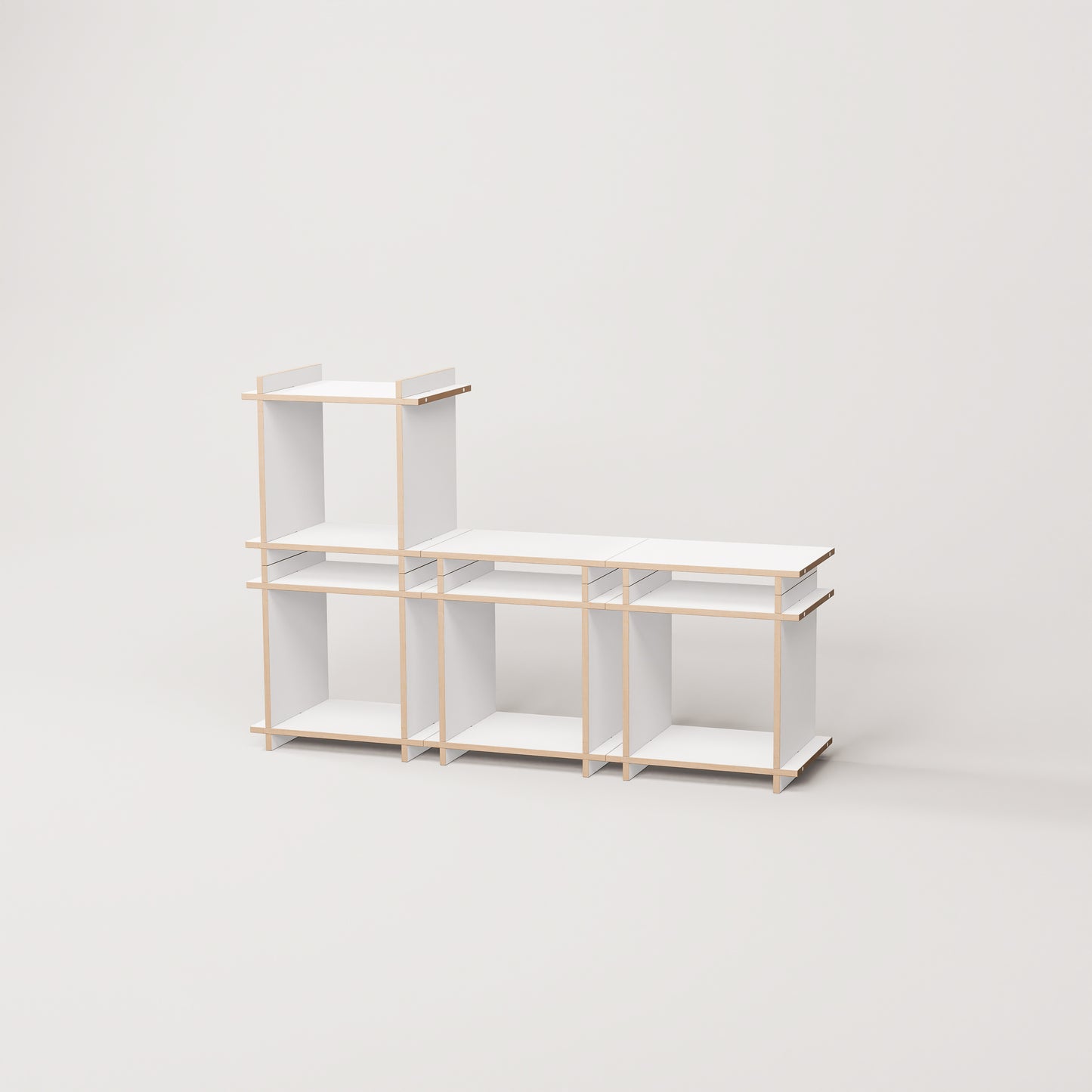 Regalsystem aufgebaut als modulares Sideboard oder Lowboard.