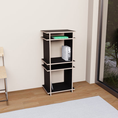 Schwarzes Entry Bundle modulares Würfelregal in heller Wohnumgebung als Rendering